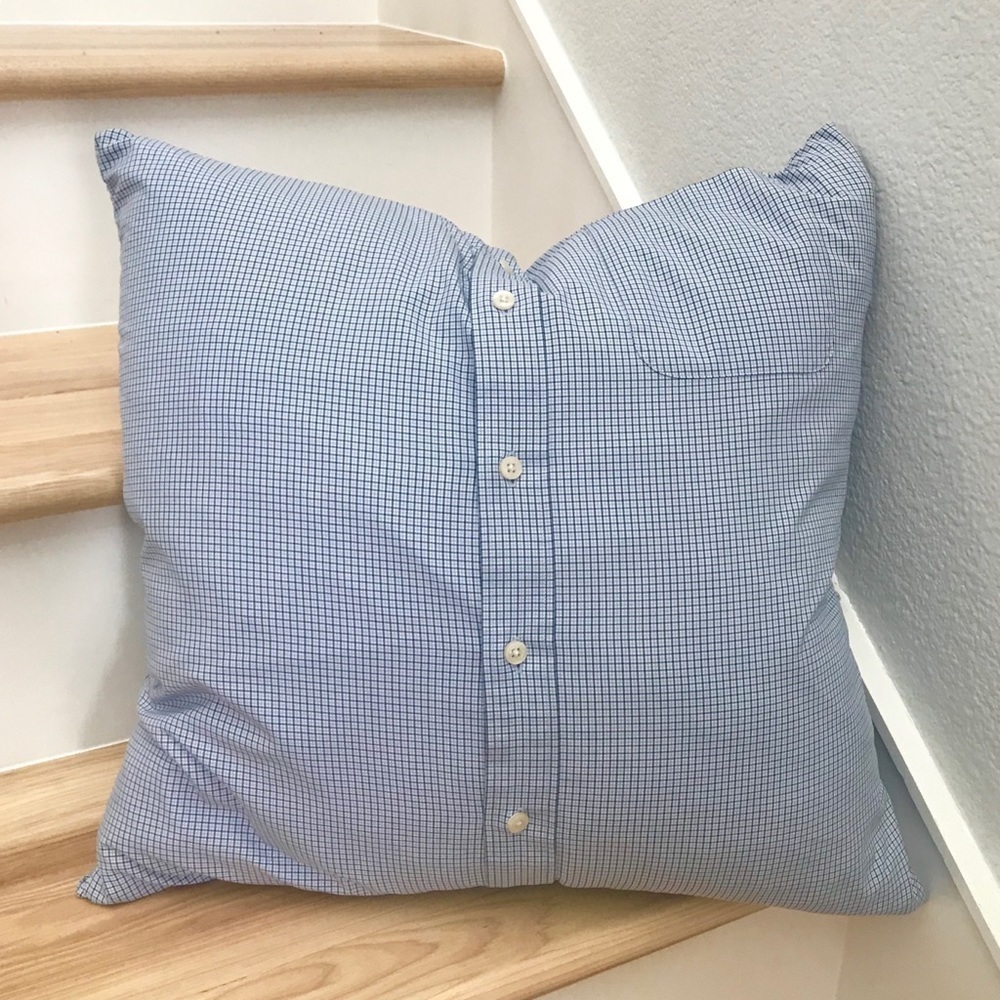 NEW Blue & White Check Shirting Throw Pillow 20x20